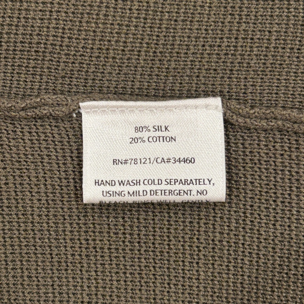 Eileen Fisher Silk Cotton Interlock Snap Long Cardigan Jacket Olive Green Size L - Picture 5 of 8